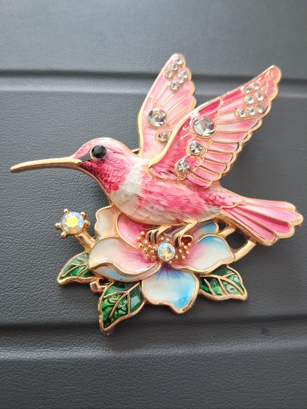 Pink Hummingbird Brooch